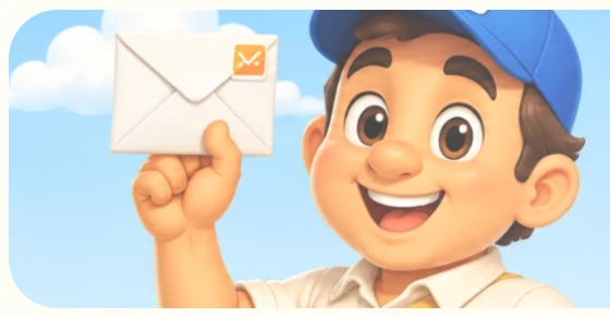 SimploMail mascot holding an envelope